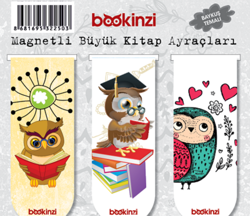 Magnetli Büyük Kitap Ayraç / Baykuş Temalı (3 Adet)