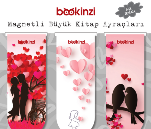 Magnetli Büyük Kitap Ayraç / Aşk Temalı (3 Adet)