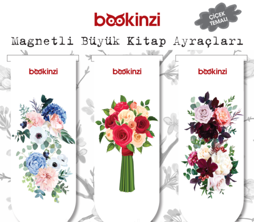 Magnetli Büyük Kitap Ayraç / Çiçek Temalı (3 Adet)