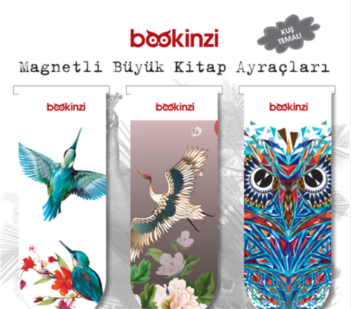 Magnetli Büyük Kitap Ayraç / Kuş Temalı (3 Adet)